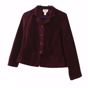 Talbots Velour/ Velvet Burgundy Jacket Size 8 Petite